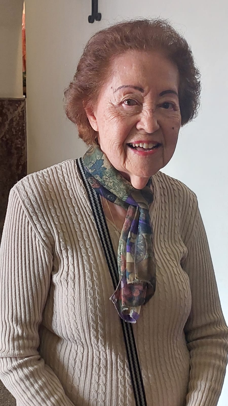 Sra Odila Mattos, autora do hino entoado durante o Tríduo